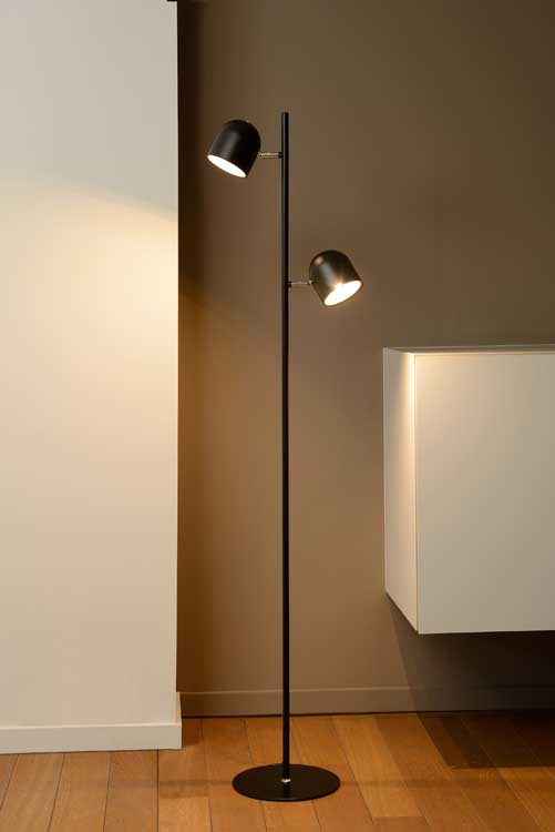 Lucide SKANSKA - Vloerlamp - LED Dimb. - 2x5W 2700K - Zwart