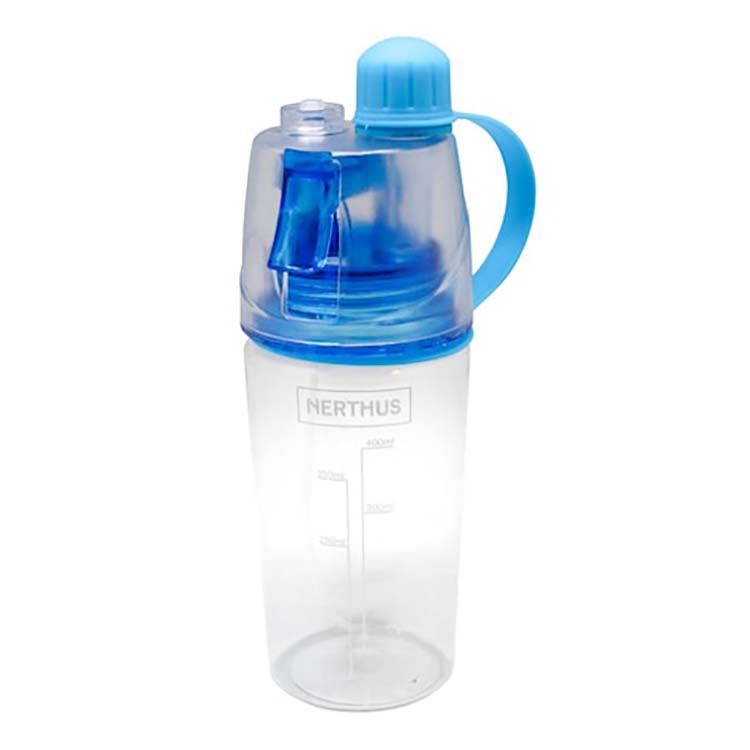 Bouteille à boire avec spray pour le jogging bleu large