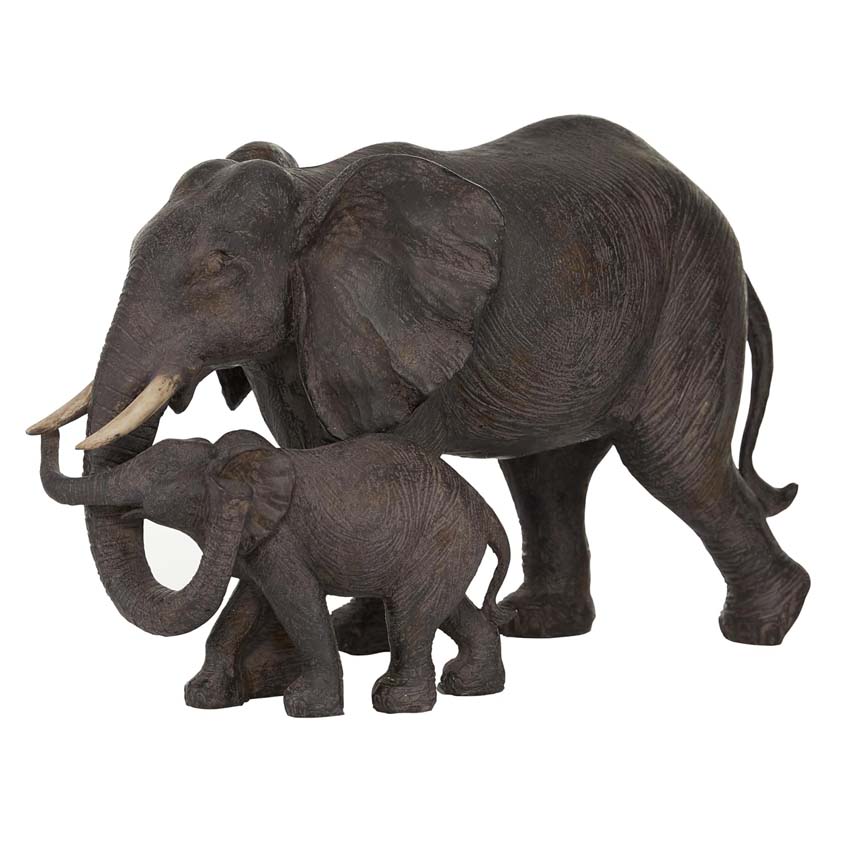 Statue éléphant avec bébé 28cm