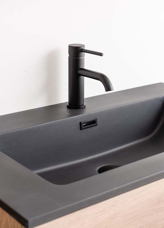 Meuble de salle de bain Chêne bison 800 mm lavabo noir