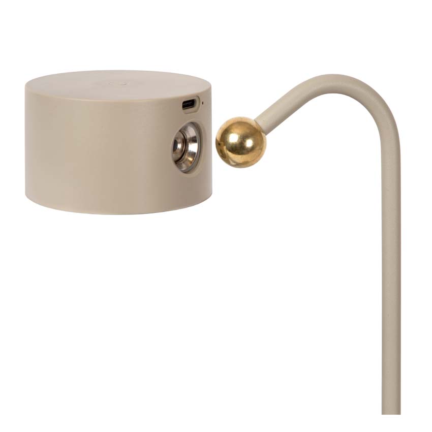 Lucide JOLAN - Oplaadbare Bureaulamp - Accu/Batterij - LED Dim to warm - 1x3,5W 2700K/5700K - Taupe