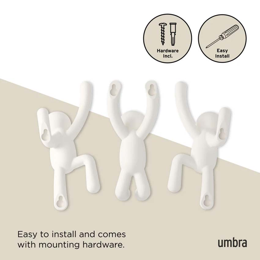 Ensemble de 3 patères Umbra Buddy blanc