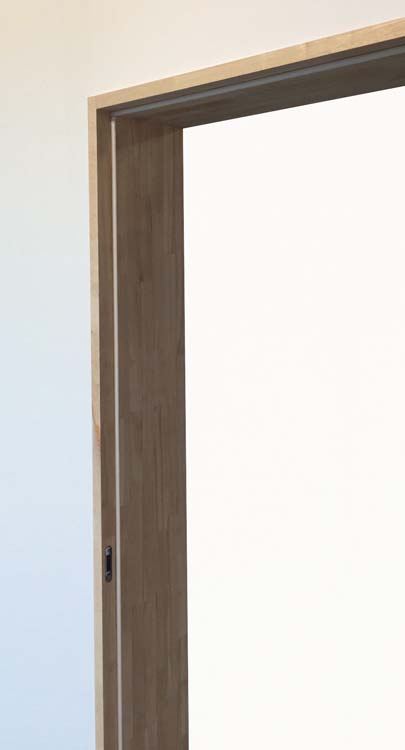Verfblokdeur compleet 83cm zwart+blokkader in rubberwood 40cm links