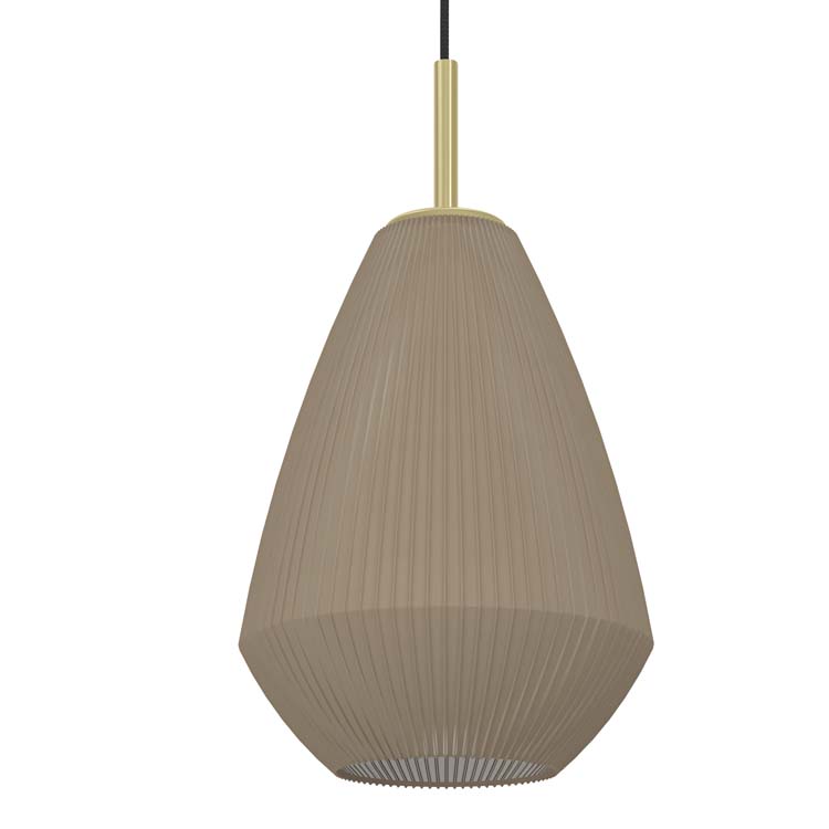 Hanglamp Rola 3xE27 L90CM taupe glas/mat goud