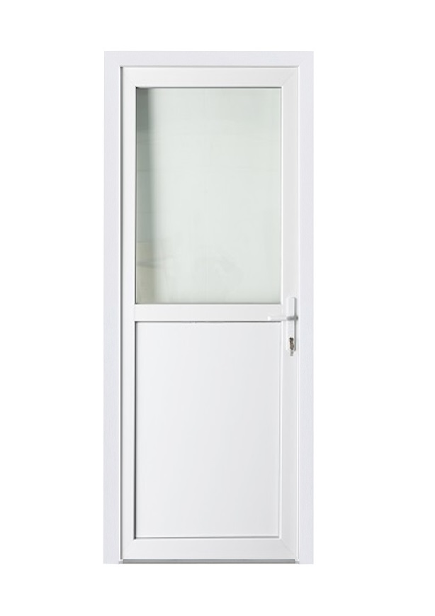 Porte extérieure PVC blanche L 980 x H 2180 D demi-vitrée outside