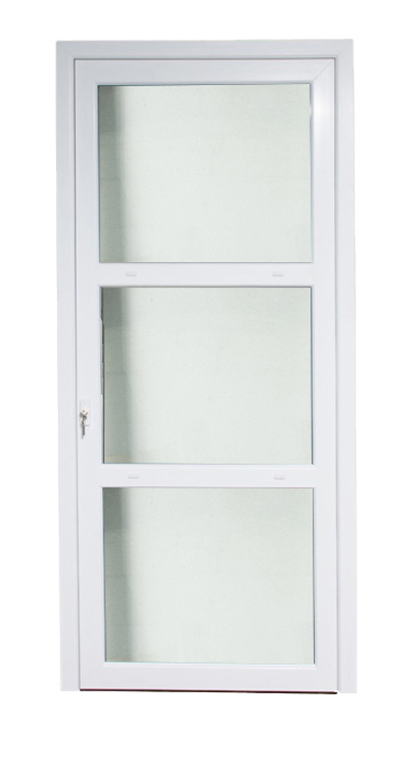 Buitendeur 3 delen helder glas PVC wit L 980x2180mm