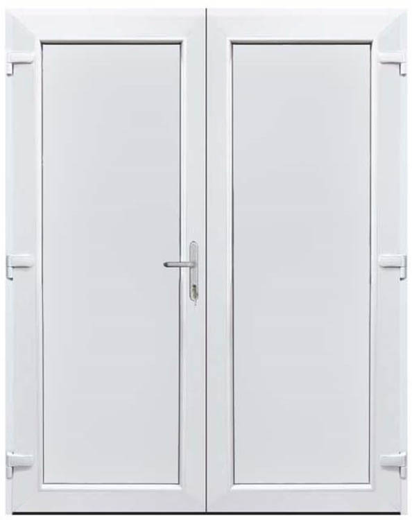 Porte extérieure pvc blanche/blanche double panneau plein G SUR MESURE