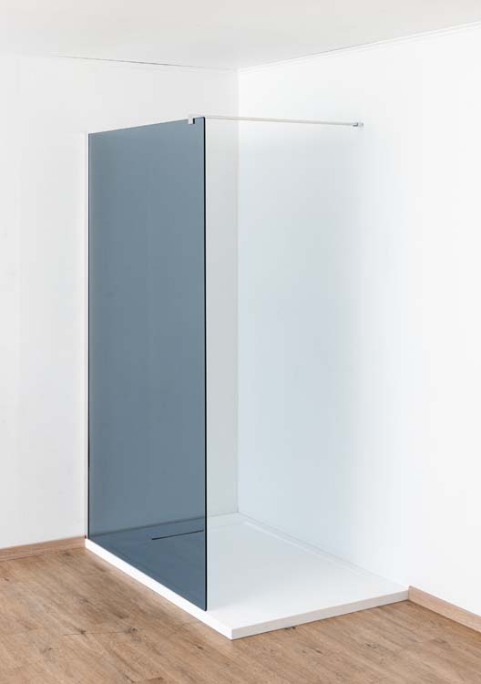Douche de plain-pied Anais 137 x 200 cm verre gris - chrome