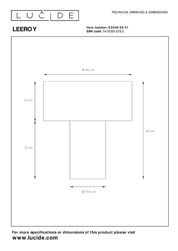 Lucide LEEROY - Lampe de table - 1xE27 - Taupe