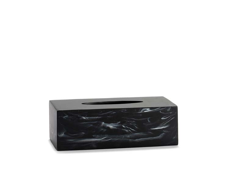 Porte-mouchoir effet marbre noir 24x13x8cm