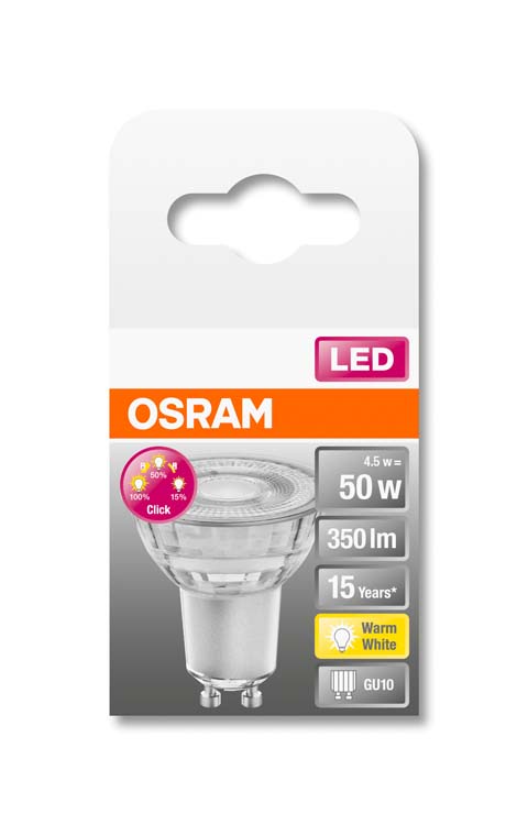 LED lamp superstar PAR16 GU10 4.5W warm wit 3 dimbaar