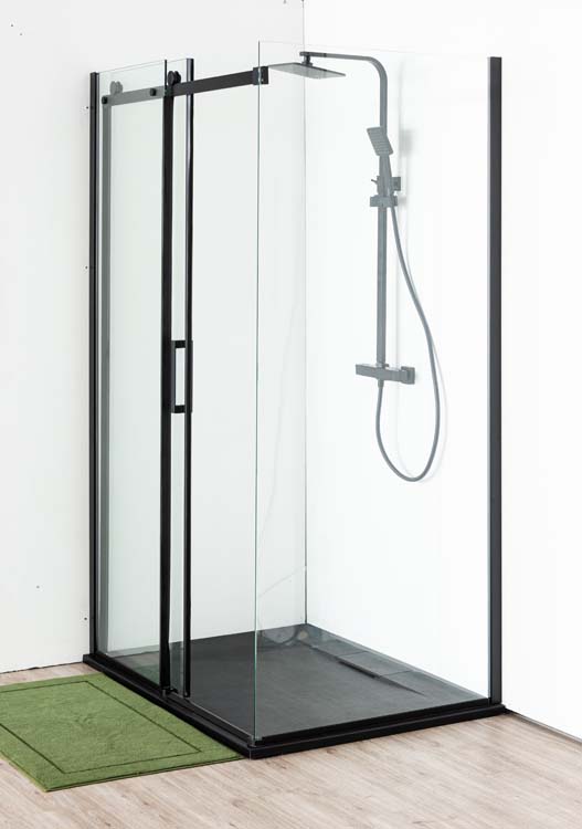 Porte de douche coulissante Uno 117-120 x 200 cm noir mat