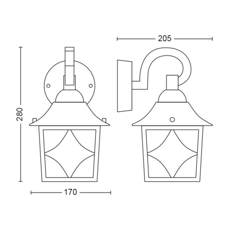 Applique pour extérieur alu noir H28,6CM