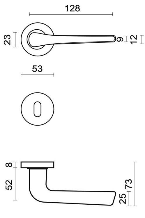 Poignée de porte Sipora noire R+E 12.8 cm