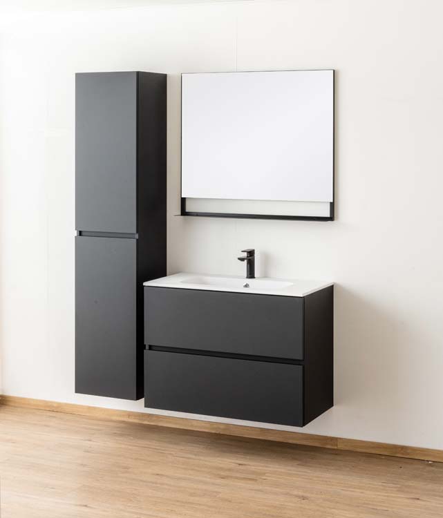 Meuble salle de bain Puro noir mat 900mm lavabo mat