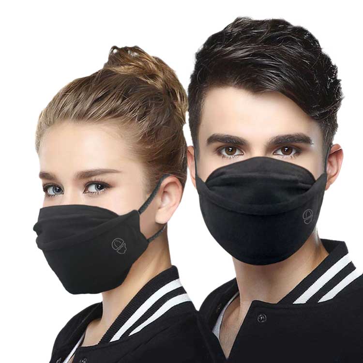 Mondmasker met filter 100% katoen zwart herbruikbaar