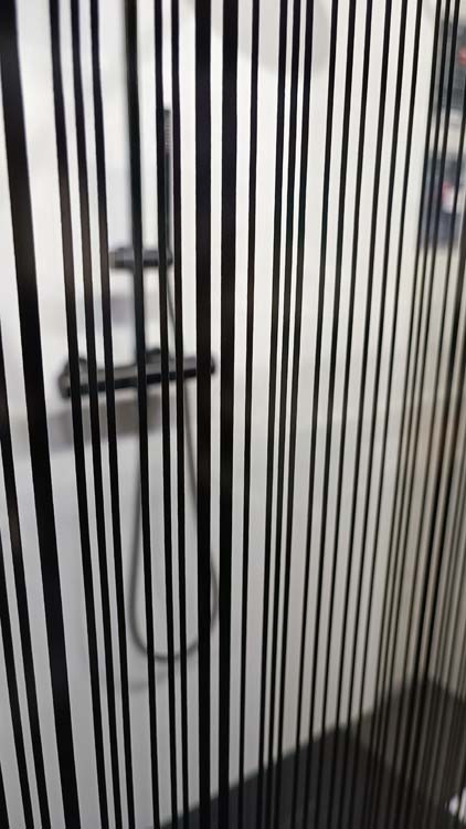 Douchewand Alec klaar glas met zwarte lijnen 117 x 200 cm 