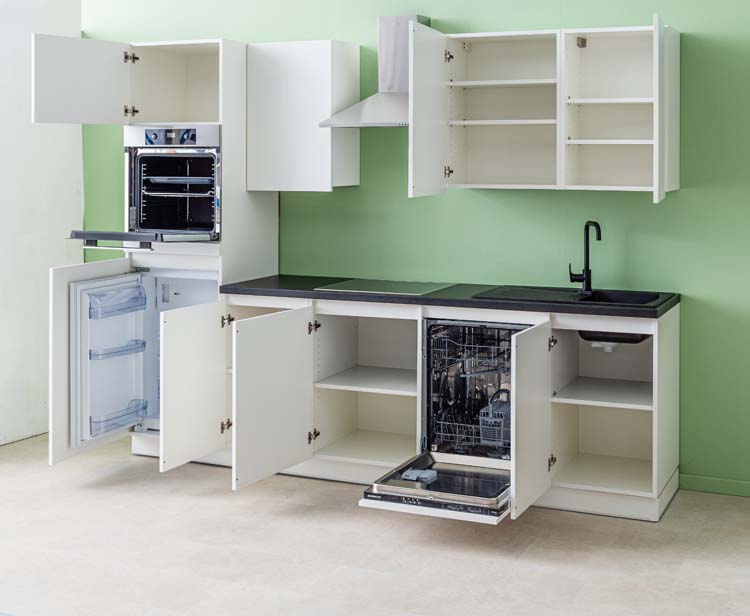 Keuken Plenti 280 cm - oven boven - met toestellen - wit