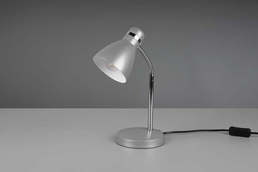 Lampe de bureau - gris - E27 - sans ampoule - Ø 14,5 cm - hauteur 33 cm