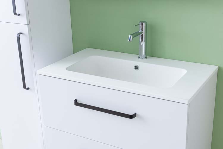 Meuble de salle de bain Bison laqué blanc mat 800 mm lavabo mat