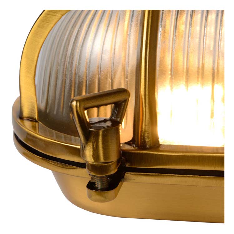 Lucide DUDLEY - Wandlamp Buiten - 1xE27 - IP65 - Mat Goud / Messing