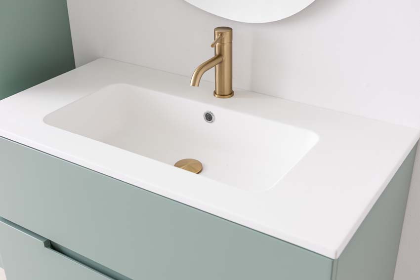 Meuble de salle de bain Truman gris-vert 900 mm lavabo blanc mat