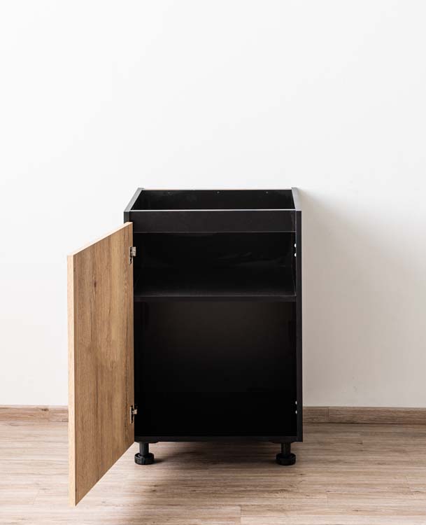 Keukenkast Plenti onderkast 60cm zwart-houtlook