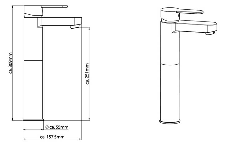 Robinet de lavabo augmenté Egon 30,90cm chrome