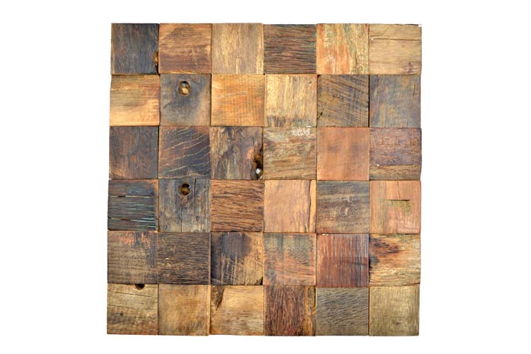 Mozaïek Wood donkerbruin vierkant 30 x 30 cm