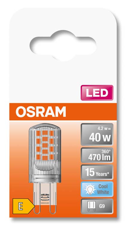 LED insteeklamp 30 G9 4.2W 470 lumen