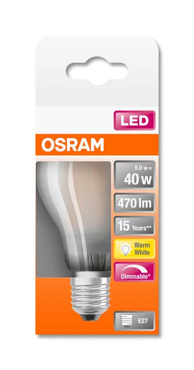 Lampe LED retro classic 40 E27 5W blanc chaud mat dimmable