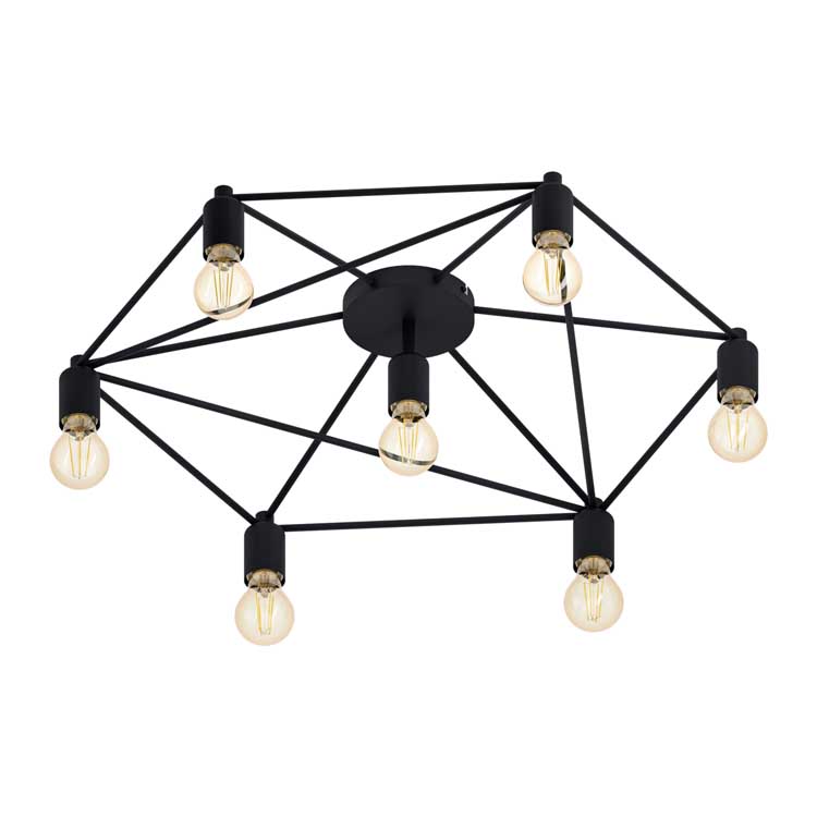 Eglo STAITI - Plafondlamp - E27 - 7X60W - Zwart
