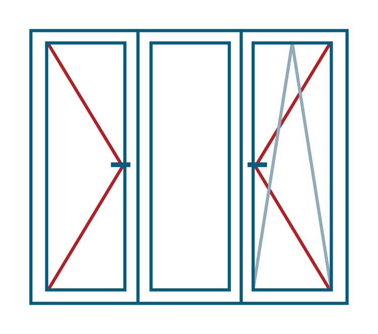 3-VAN Châssis oscillo-battant+fixe pvc Elegant antra/w B2100xH1400 mm