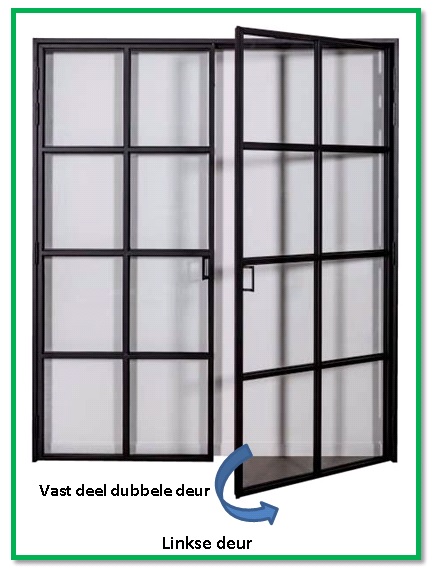 Stalen binnendeur 2x 3W Glass trixi 1760x2040mm Links