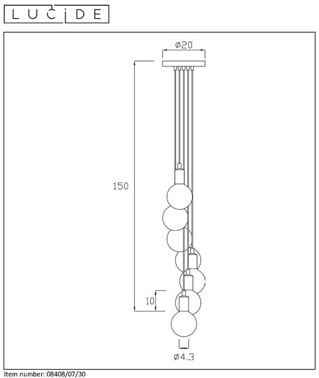 Lucide FIX MULTIPLE - Hanglamp - E27 - Zwart