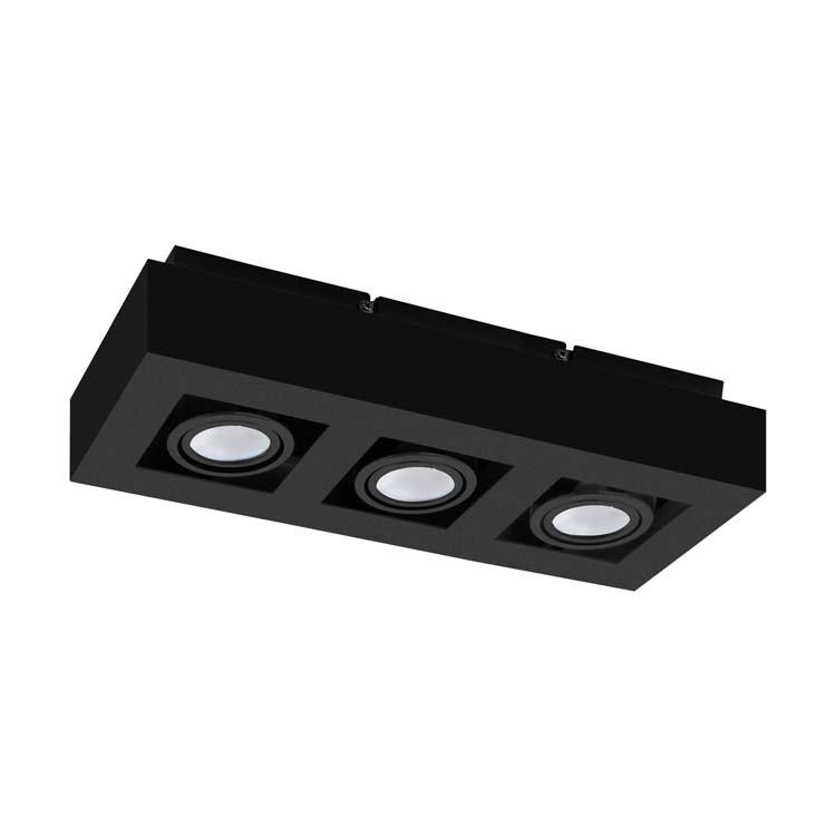 Spot plafond - aluminium - dimmable - GU10 - 3x5W - lampe incl - noir - 345 lumen - 3000K