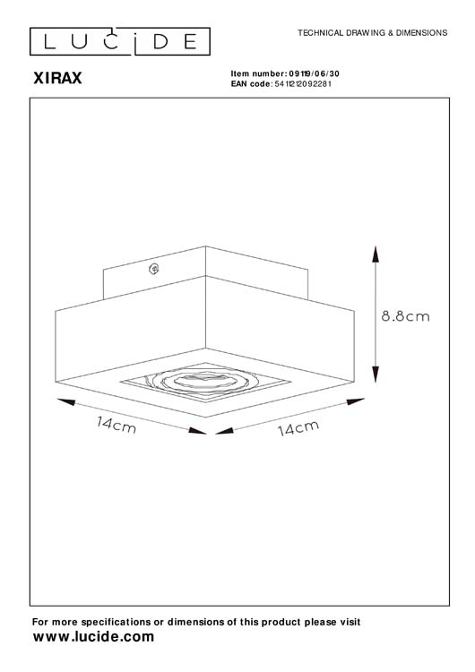 Lucide XIRAX - Plafondspot - LED Dim to warm - GU10 - 1x5W 2200K/3000K - Zwart