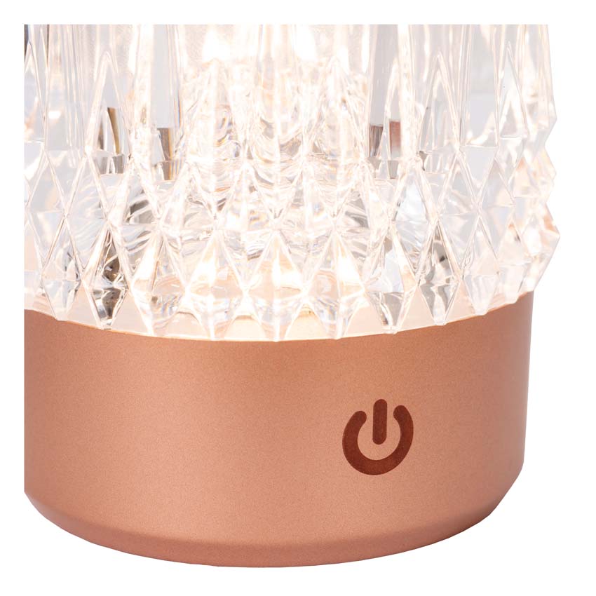 Lucide LILY - Oplaadbare Tafellamp - Accu/Batterij - Ø 8 cm - LED Dim to warm - 1x3W 2700K/3000K - Koper - Set van 3