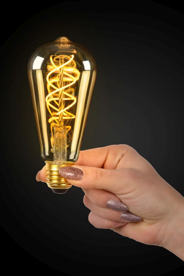Lucide LED Bulb - Filament lamp - Ø 6,4 cm - Dimb - E27 - 1x5W - Amber