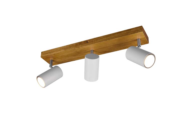 Opbouwspot hout/wit mat excl lamp LED mogelijk 3 spots