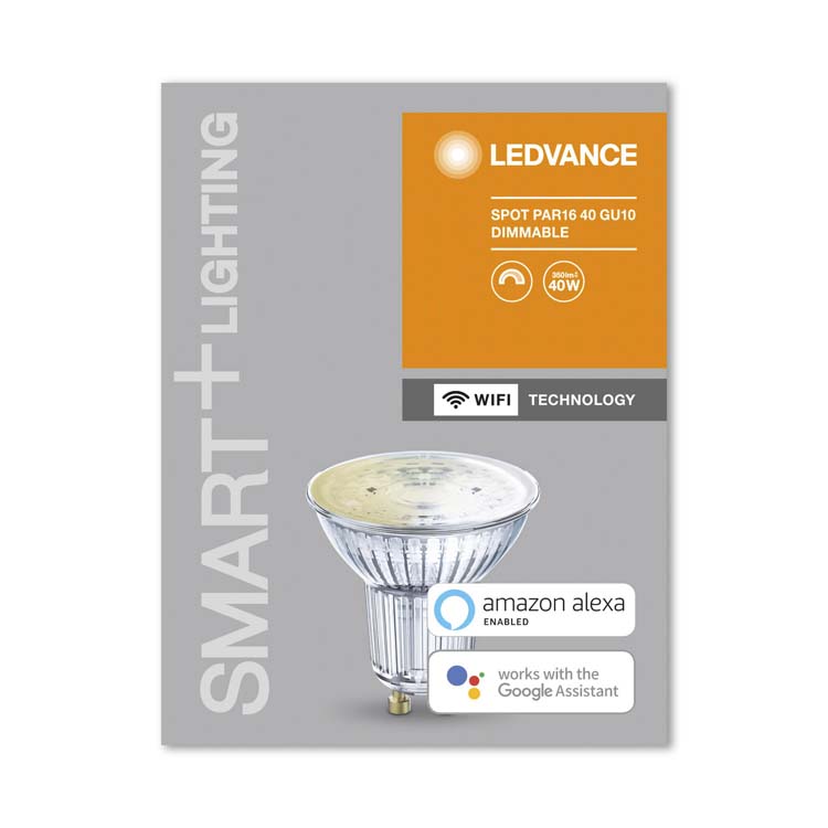 Lampe LED smart + WiFi PAR16 GU10 5W blanc chaud dimmable