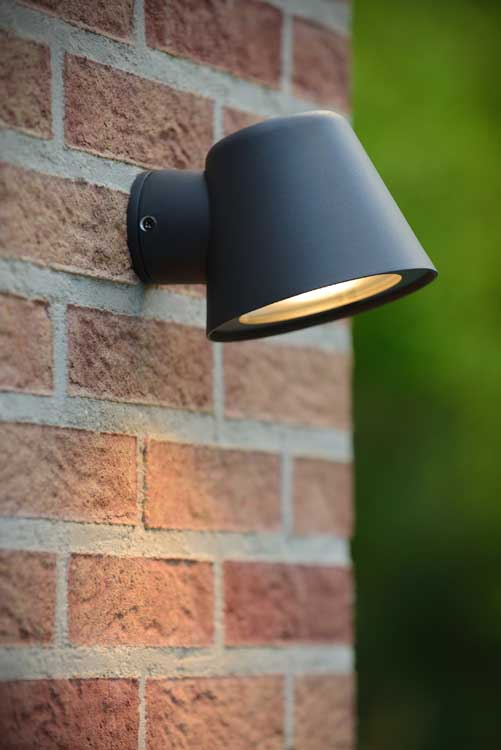 Lucide DINGO-LED - Applique murale Extérieur - LED Dim. - GU10 - 1x5W 3000K - IP44 - Anthracite