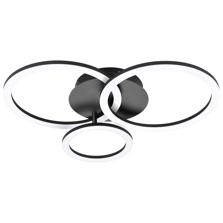 Plafonnier LED noir/blanc - dimmable - 3 cercles