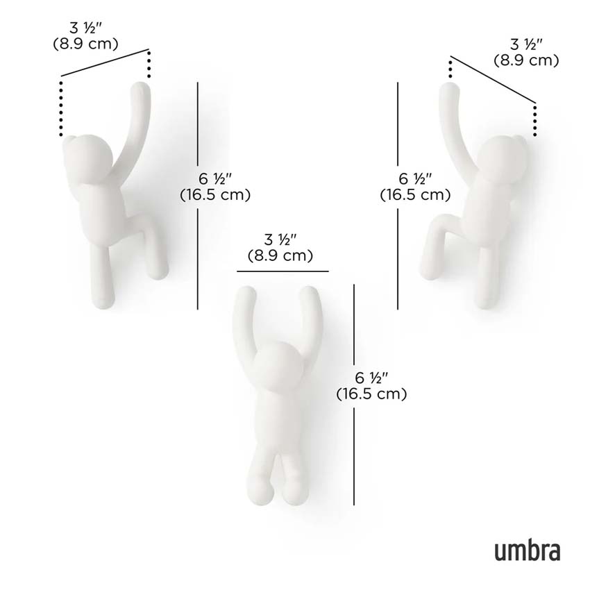 Ensemble de 3 patères Umbra Buddy blanc