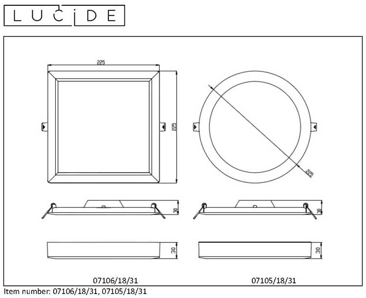 Lucide TENDO-LED - Plafonnière - LED - 1x18W 3000K - Wit