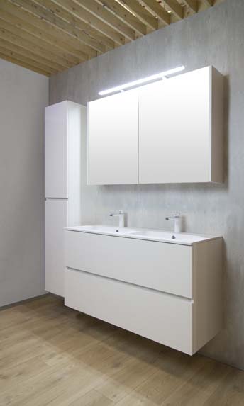 Meuble salle de bain Puro blanc mat 1400 mm lavabo mat