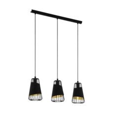 Suspension - 3xE27 - Noir / or - Lampes suspendues & lustres